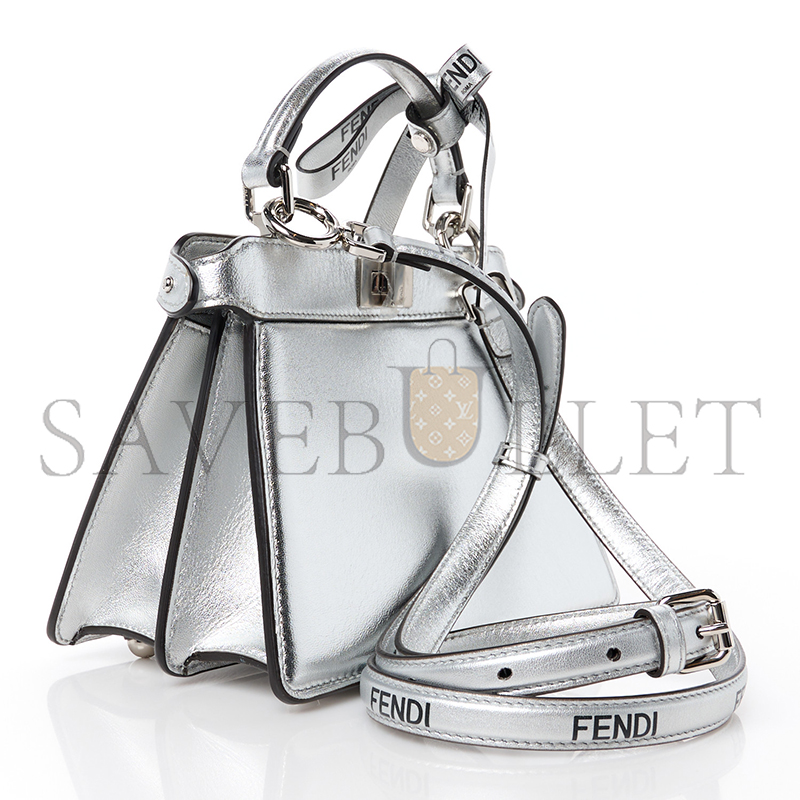 FENDI X MARC JACOBS VITELLO CATALAN MIRROR PETITE PEEKABOO I SEE U SATCHEL ARGENTO (20*15*11cm)